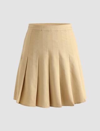 Khaki Pleated Skirt