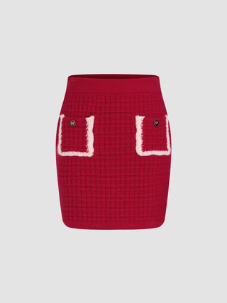 Knit Contrasting Trim Mini Skirt