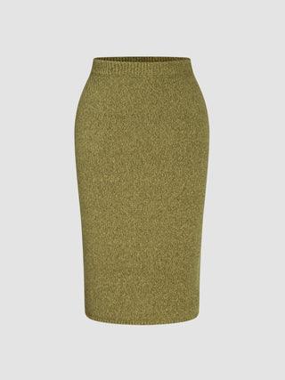 Knit Elastic Waist Pencil Midi Skirt Curve & Plus