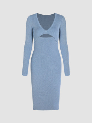 Knit Recycled Fabric Cut Out Rib Wool-blend Dress