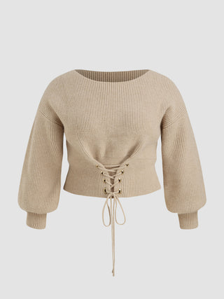 Knit Round Neckline Solid Long Sleeve Top Curve & Plus