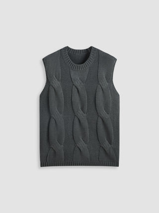 Knit Round Neckline Solid Vest Curve & Plus