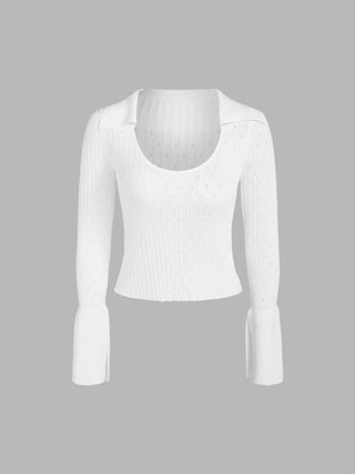 Knit Solid Hollow Out Crop Top