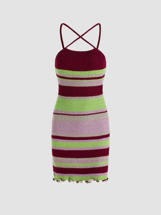 Knit Striped Pattern Mini Dress