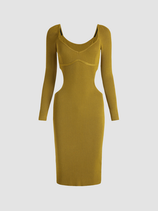 Knit V-Neck Bodycon Dress