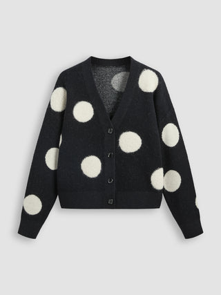 Knit V-neck Spot Button Cardigan