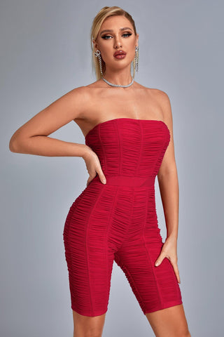 Koka Ruched Romper (S / Red)