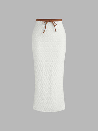 Lace Bowknot Cover Up Skirt (M / White)