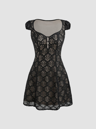 Lace Solid Sweetheart Mini Dress