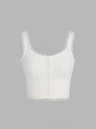 Lace Trim Knitted Cami Top