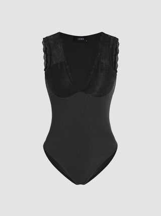 Lace Trim V-neck Sleeveless Bodysuit