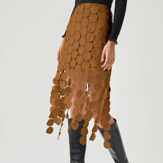 Laser Cut Multi Circle Double Layered Skirt