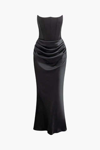 Layer Strapless Mermaid Maxi Dress (S / BLACK)