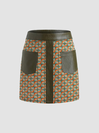 Leather Patchwork Mini Skirt