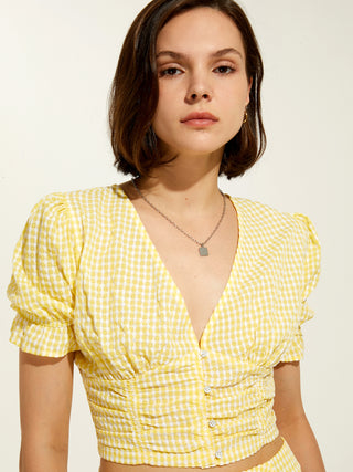 Lemon Water Puff Sleeve Blouse