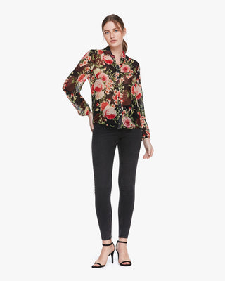 LILYSILK X MIM Floral 2 in 1 Silk Blouse (Multi Flowers On Black / M)