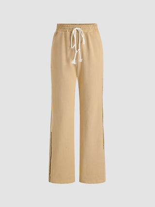 Line Design Drawstring Wide Leg Trousers