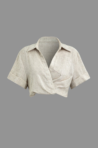 Linen Cross Crop Shirt (XS / IVORY)