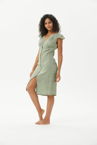 Linen Sling Button Dress