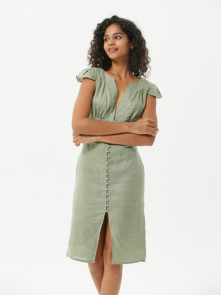 Linen Sling Button Dress