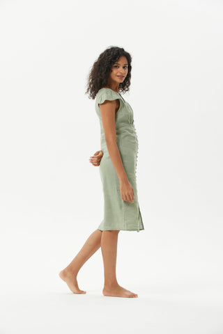 Linen Sling Button Dress