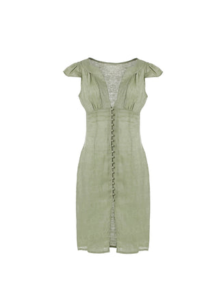 Linen Sling Button Dress