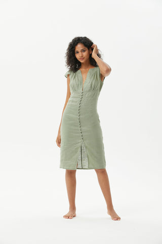 Linen Sling Button Dress