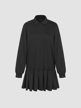 Long Sleeve Pleated Mini Dress