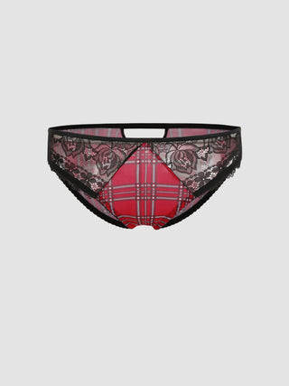 Low Waist Lace Gingham Patched Panty