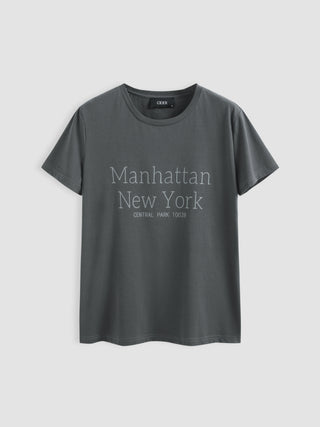 Manhattan New York Oversized Graphic Tee (M / Carbon)