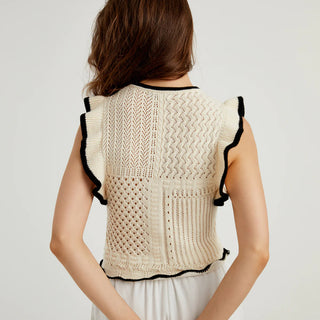 Maze Crochet Eyelet Flounce Tank Top