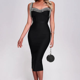 Melinda Rhinestone Midi Bandage Dress