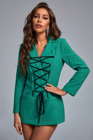 Merni Lace Up Blazer (S / Green)