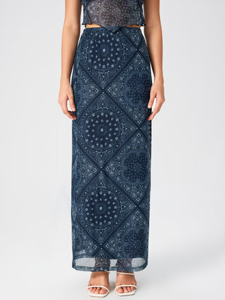 Mesh Aztec Midi Skirt