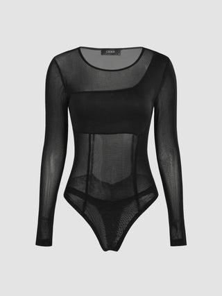 Mesh Sheer Long Sleeve Bodysuit