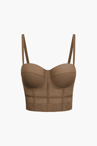 Mesh Underwire Bustier Top (XL / LIGHT BROWN)