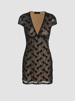 Mesh V-neck Dragonfly Mini Dress