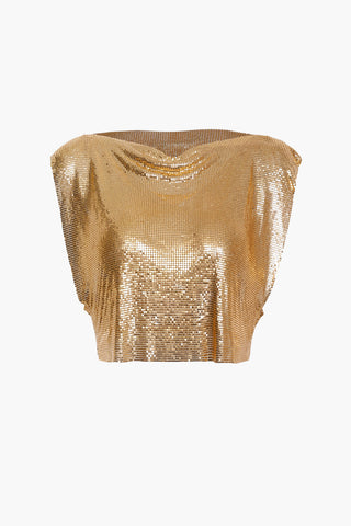 Metallic Glitter Tank Top (M / PURE GOLD)