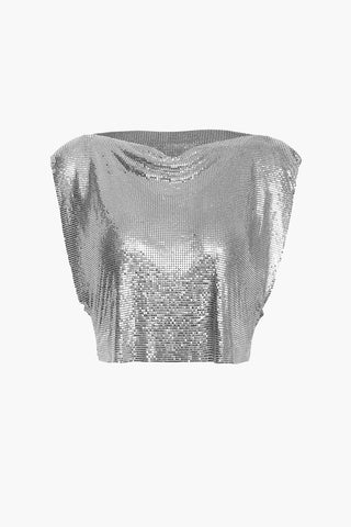 Metallic Glitter Tank Top (XL / SILVER)