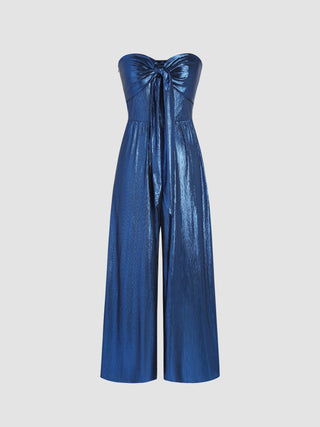 Metallic Tube Bowknot Jumpsuit