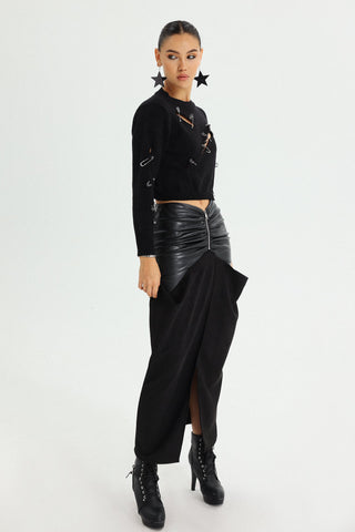 Miaka Eco Leather Slit Skirt