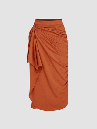 Miami Sunset Vacation Mid Rise Ruched Maxi Skirt