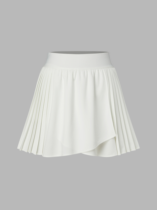 Mid Rise Pleated Mini Skort (S / White)