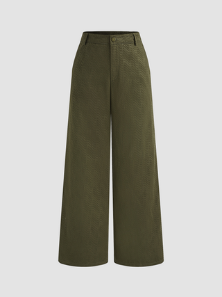 Mid Rise Zipper Wide Leg Trousers