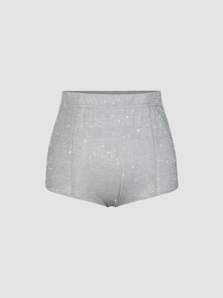 Mid Waist Glitter Mini Shorts