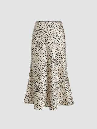 Mid Waist Leopard Print Ruffle Maxi Skirt