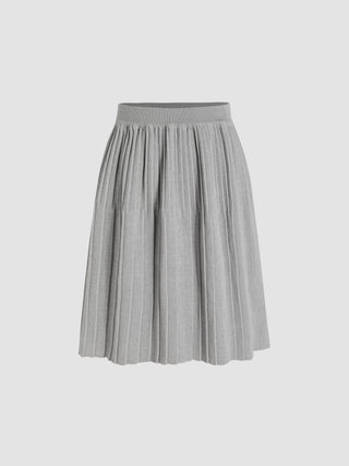 Mid Waist Ruched Knitted Ruffle Mini Skirt