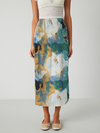 Mid Waist Tie Dye Texture Maxi Skirt