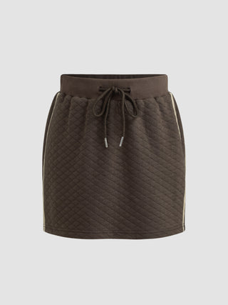 Middle Waist Geometric Drawstring Mini Skirt