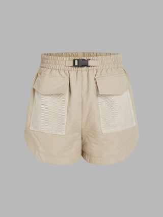 Middle Waist Quilted Buckle Cargo Shorts